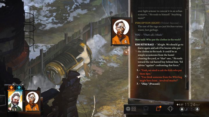 This quest is a continuation of the task Open trash container - we described it on a separate page of the guide - Disco Elysium: Who put the clothes in the trash? - walkthrough - Other - Disco Elysium Guide