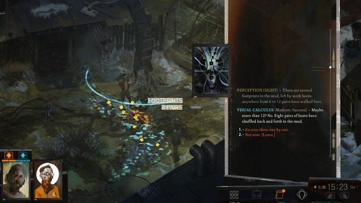 You must conduct a preliminary visual inspection of the crime scene and examine the body of the man who was hanged behind the Whirling-In-Rags hostel - Disco Elysium: Inspect Victims Body - walkthrough - Body identification - Disco Elysium Guide