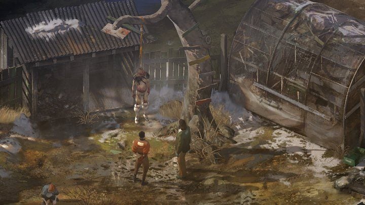 Approach the hangman and examine the body - Disco Elysium: Inspect Victims Body - walkthrough - Body identification - Disco Elysium Guide