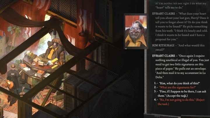 This quest will begin after you finish Open apartment door for Evrart task - Disco Elysium: Get two signatures for Evrart - walkthrough - Evrart Tasks - Disco Elysium Guide