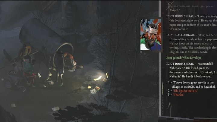 Signatures from random people are easiest to obtain from those hanging out in the village - in one dialogue you will receive two signatures at once - Disco Elysium: Get two signatures for Evrart - walkthrough - Evrart Tasks - Disco Elysium Guide