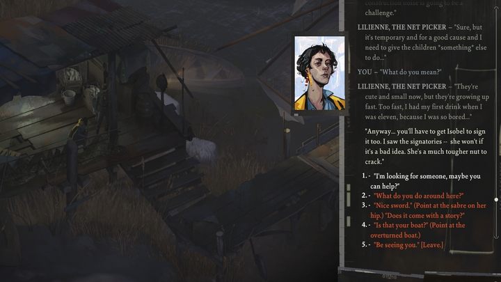 You will find Lilienne in the fishing village, by heading to the pier - Disco Elysium: Get two signatures for Evrart - walkthrough - Evrart Tasks - Disco Elysium Guide