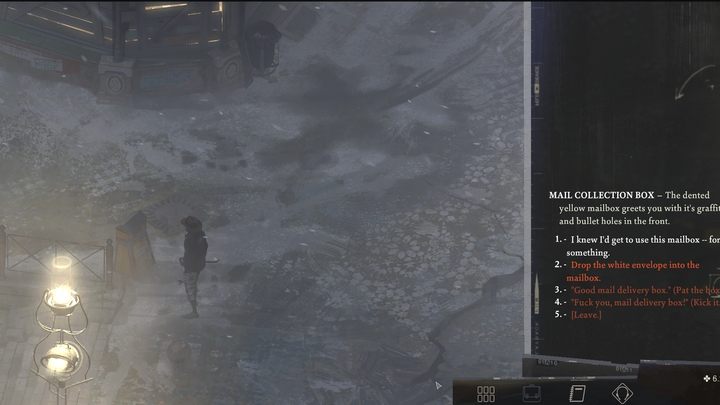 Get to the square in front of the bookstore, where you can find a box near the steps - Disco Elysium: Get two signatures for Evrart - walkthrough - Evrart Tasks - Disco Elysium Guide