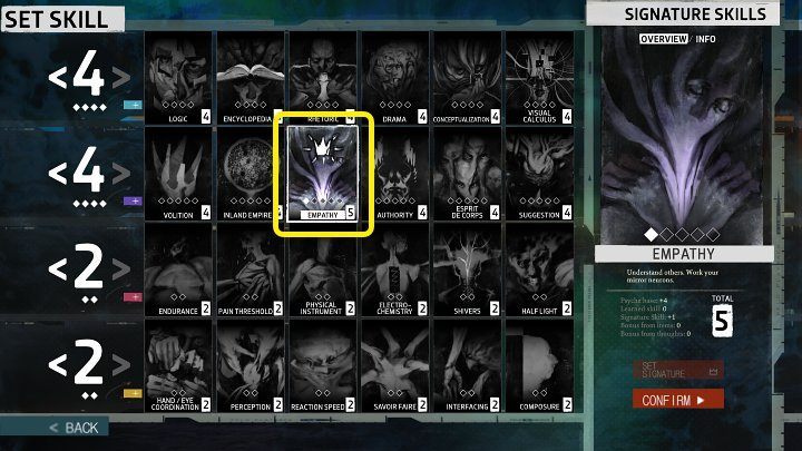 The last action to take when creating a new character in Disco Elysium is to choose a Signature Skill - Disco Elysium: Character Creation - Basics - Disco Elysium Guide