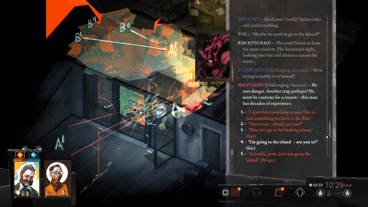 Interact with the window on the first floor to examine it again - Disco Elysium: Inspect the window in Klaasjes bedroom - walkthrough - Ruby and the shooter - Disco Elysium Guide