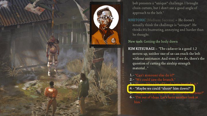 Select " - Disco Elysium: How to pull down hanged body? - FAQ - Disco Elysium Guide