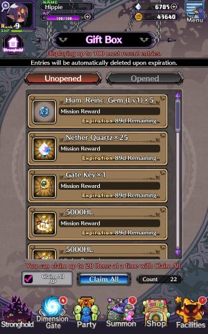 The Gift Box has all the rewards received during battles or for completing main and side missions as well as tasks - Disgaea RPG: Stronghold - Basics - Disgaea RPG Guide