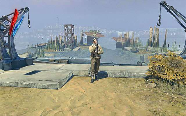 Make sure that you have dealt with all your business in the pub and return to Samuelem and confirm that you want to leave for Dunwall Tower, the staying place of the Lord Regent - Trip to Dunwall Tower - The Hound Pits Pub #6 - Dishonored - Game Guide and Walkthrough