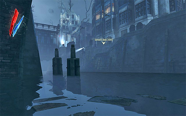 Eventually, you need to reach the circular valve handle and interact with it, which will unlock the passage for you - Meeting with Samuel at his boat - Mission 5 - Lady Boyles Last Party - Dishonored - Game Guide and Walkthrough