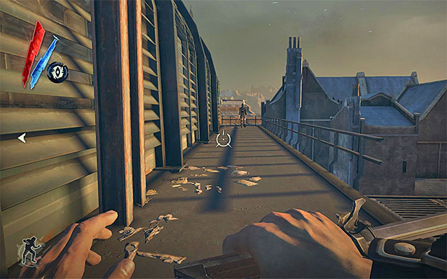 If you have got here without exploring the building, you just need to get to the upper balconies patrolled by a single guard (the above screenshot) - Finding Sokolov - Mission 4 - The Royal Physician - Dishonored - Game Guide and Walkthrough