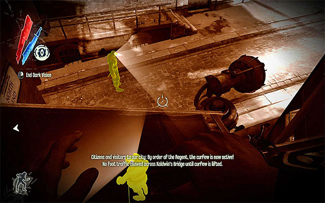 If you plan on eliminating the guards here, I recommend that you start with the ones gathered around the outpost (the above screenshot) - Getting around the second outpost - Mission 4 - The Royal Physician - Dishonored - Game Guide and Walkthrough