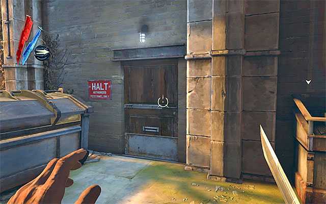 If you managed to eliminate all of the guards around, you could have a look around for gold and pistol ammo - Getting around the first outpost - Mission 4 - The Royal Physician - Dishonored - Game Guide and Walkthrough