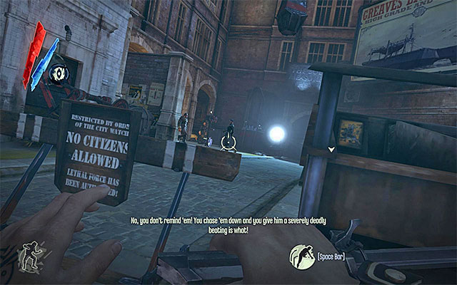 The mission starts at the water end - Getting around the first outpost - Mission 4 - The Royal Physician - Dishonored - Game Guide and Walkthrough