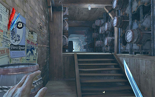 You now need to decide on the path you want to take to reach the area, in which you need to contaminate the elixir - Contaminating the bootleg elixir in the Bottle Street Gang's headquarters - Mission 2 - High Overseer Campbell - Dishonored - Game Guide and Walkthrough