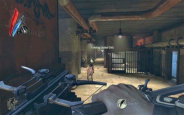 The Kennel is patrolled by three guards, but only one of them will prove to be a formidable opponent, since he is accompanied by a hound (the above screenshot) - Infiltrating the High Overseer Campbel's building - Mission 2 - High Overseer Campbell - Dishonored - Game Guide and Walkthrough