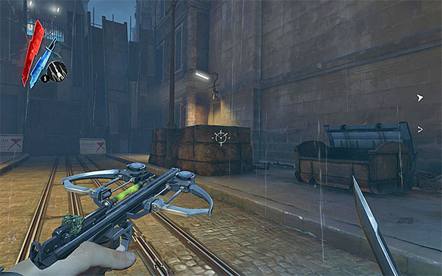 Variant two Assumes going to the door at the end of the main road to the left of the Overseer's building (Back Alley - the above screenshot) - Reaching the yard - Mission 2 - High Overseer Campbell - Dishonored - Game Guide and Walkthrough