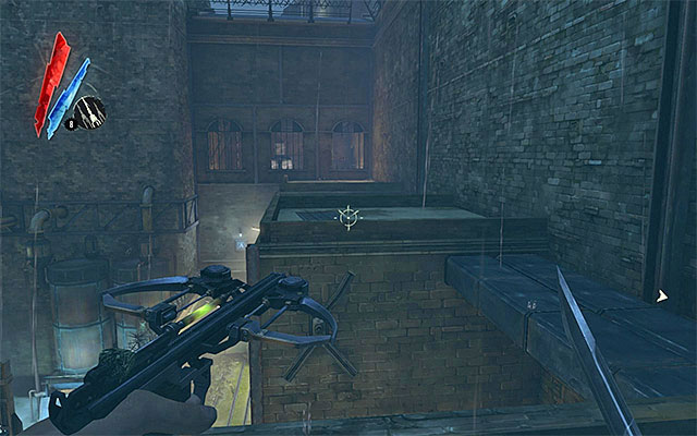 I recommend starting the exploration of the yard from the building located on the left - Exploring the yard - Mission 2 - High Overseer Campbell - Dishonored - Game Guide and Walkthrough