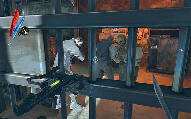 Reenter the distillery building and resume the exploration - Meeting with the Bottle Street Gang leader - Mission 3 - House of Pleasure - Dishonored - Game Guide and Walkthrough