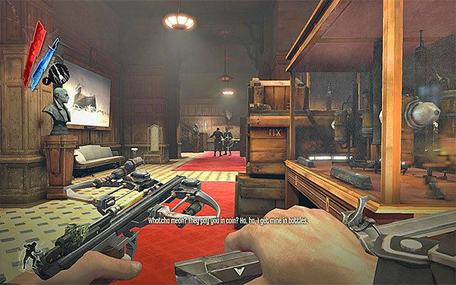 The ground floor of the building that Dr Galvani lives in, is patrolled by only two guards - Finding Crowley in Dr Galvani's flat - Mission 3 - House of Pleasure - Dishonored - Game Guide and Walkthrough