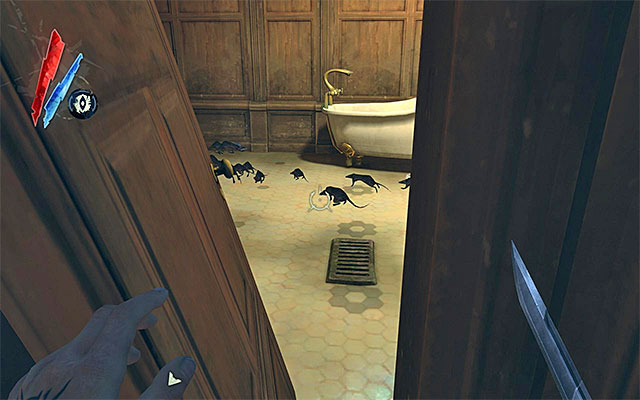 On the ground floor of the [Art Dealers Apartment] there is gold, food, an art dealers apartment key and Piero's spiritual remedy - Exploring the Art Dealer's Apartment - Mission 3 - House of Pleasure - Dishonored - Game Guide and Walkthrough