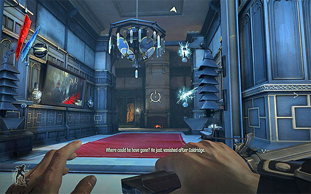 To the left of the main stairs that you use to get to the first floor, there is a small storage room with Sokolov's health elixir in it - Exploring the Dunwall Tower First Floor - Mission 6 - Return to the Tower - Dishonored - Game Guide and Walkthrough