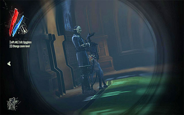 The main corridors of the second floor are patrolled by many guards, so it's a good idea to keep a constant vigil - Exploring the Dunwall Tower Second Floor - Mission 6 - Return to the Tower - Dishonored - Game Guide and Walkthrough