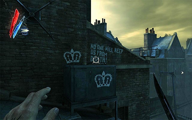 While climbing, you of course need to aid yourself with Blink (teleportation), and try not to lose your balance - Getting across the quarantine wall - Mission 7 - The Flooded District - Dishonored - Game Guide and Walkthrough