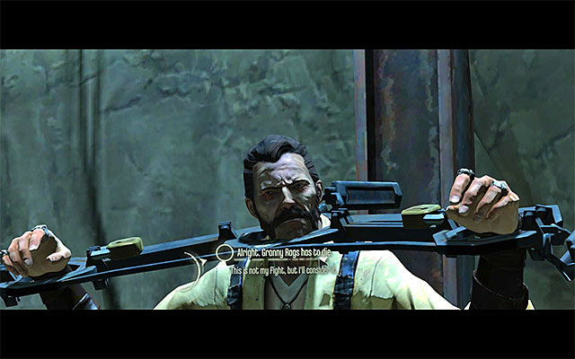 Variant 3; cooperate with Slackjaw) If you want to rescue Slackjaw from certain death on the hands of the Granny, it is a good idea to initiate a conversation with him, and confirm that you indeed want to help him - Obtaining the access key to the second part of the sewers - Mission 7 - The Flooded District - Dishonored - Game Guide and Walkthrough