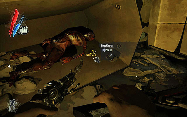 BONE CHARM 3/8 - The charm is near the corpse, close to Daud's headquarters - Bone Charms - locations - Collectibles - Dishonored - Game Guide and Walkthrough