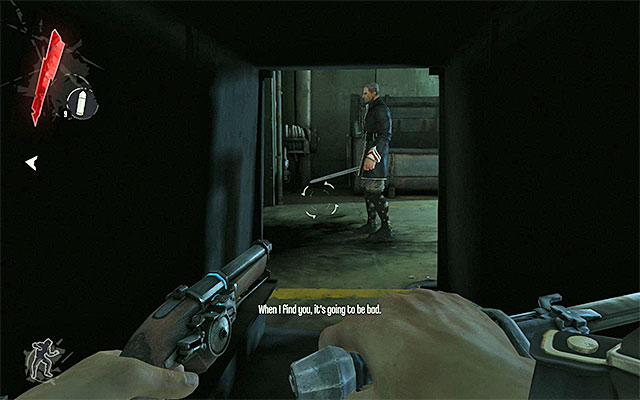 I recommend that, right after you plant the explosive, you turn left and hide inside the crate shown in the above screenshot - Breaking free from Coolridge's prison - Mission 1 - Dishonored - Dishonored - Game Guide and Walkthrough