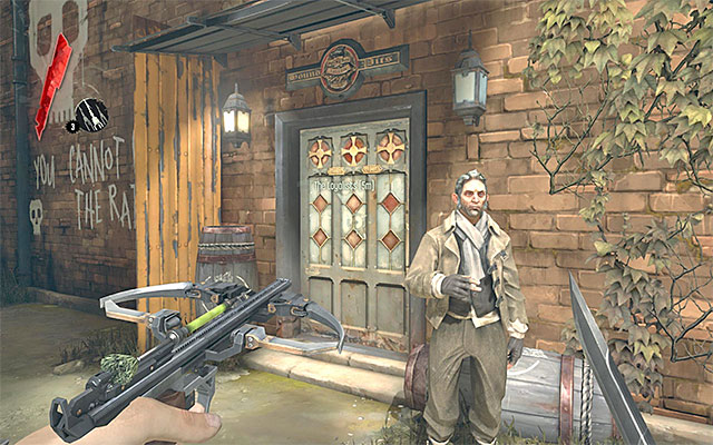 Wait for Samuela's boat to reach [The Hound Pits Pub] And follow him - Meeting with the Loyalists - The Hound Pits Pub - Dishonored - Game Guide and Walkthrough