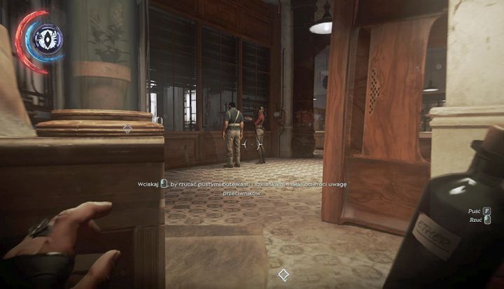 Collect the ether bottle and throw it next to the enemies to knock out both of them at the same time. - Search Hamiltons quarters (optional) | Mission 3 - Mission 3 - The Good Doctor - Dishonored 2 Game Guide