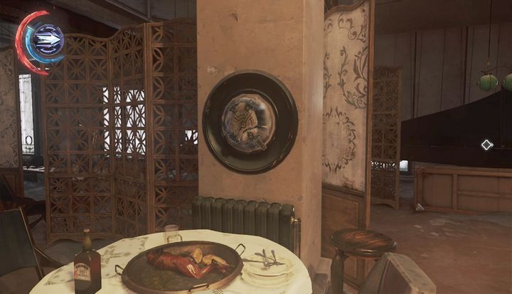 The rune is hanging on the pillar in the dining room. - Secrets | Mission 3 - Mission 3 - The Good Doctor - Dishonored 2 Game Guide