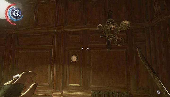 Move the barometer aside to gain access to the secret room. - Find a way out of the streets of Dunwall | Mission 9 - Mission 9 - Death to the Empress - Dishonored 2 Game Guide
