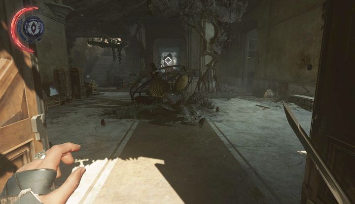 Head for the stairs on the left. - Find Aramis Stilton (present) | Mission 7 - Mission 7 - A Crack in the Slab - Dishonored 2 Game Guide