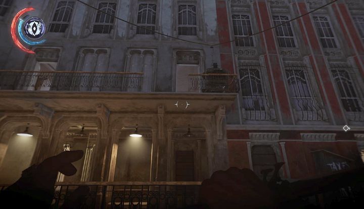 Jump on the balcony. Theres a bonecharm in the apartment. - Find the entrance to the Grand Palace | Mission 8 - Mission 8 - The Grand Palace - Dishonored 2 Game Guide