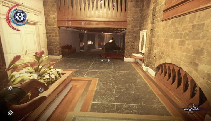 On the left, there is a fun room. - Eliminate Duke Abele | Mission 8 - Mission 8 - The Grand Palace - Dishonored 2 Game Guide