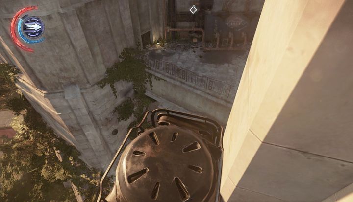 Use Blink or jump down and use the pipes to get to the second balcony. - Take out Kirin Jindosh | Mission 4 - Mission 4 - The Clockwork Mansion - Dishonored 2 Game Guide