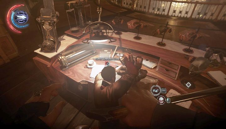 Jump on the chair to get an option to choke the enemy. - Take out Kirin Jindosh | Mission 4 - Mission 4 - The Clockwork Mansion - Dishonored 2 Game Guide