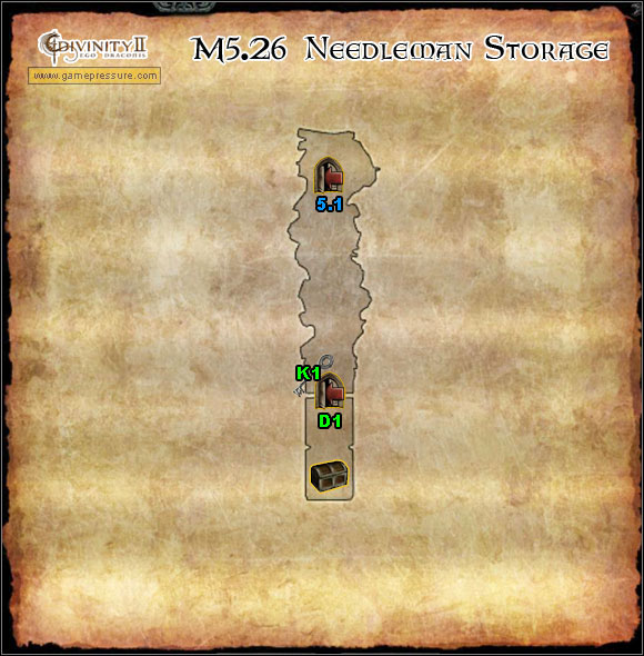 K1 Key to door D1 - Orobas Fjords - M5.26 Needleman Storage - Orobas Fjords - Divinity II: Ego Draconis - Game Guide and Walkthrough