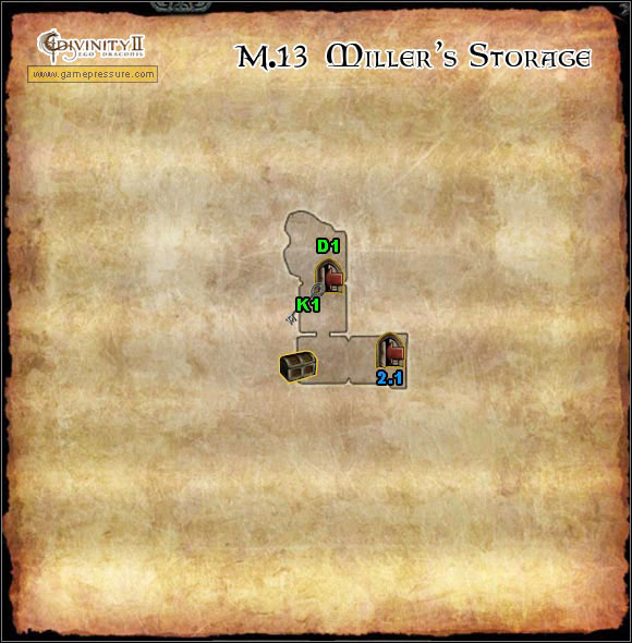 K1 Key to door D1 - World Atlas - Broken Valley - M2.13 Miller's Storage - World Atlas - Broken Valley - Divinity II: Ego Draconis - Game Guide and Walkthrough