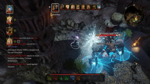 Mages located behind the boss use air spells to charge the enemy. - Arhu SparkMaster 5000 | Bosses - Bosses - Divinity: Original Sin Game Guide