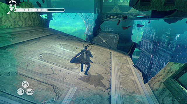 Optionally, you can also use a right passage (screen above), jumping onto next platforms - Going through the first part of prison - 7: Overturn - DMC: Devil May Cry - Game Guide and Walkthrough