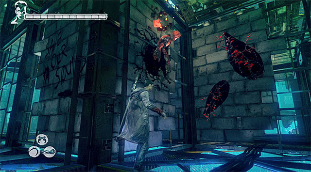 After reaching elevator shaft turn right where after a while you find Lost Soul - Going through the third part of prison - 7: Overturn - DMC: Devil May Cry - Game Guide and Walkthrough