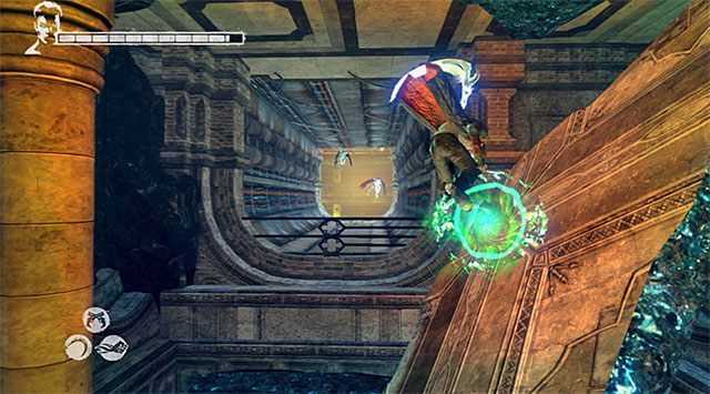 Stay in the same place, because after revolving a platform, a Boost Ring appears - Pursuit of harpies - part number one - 8: Eyeless - DMC: Devil May Cry - Game Guide and Walkthrough