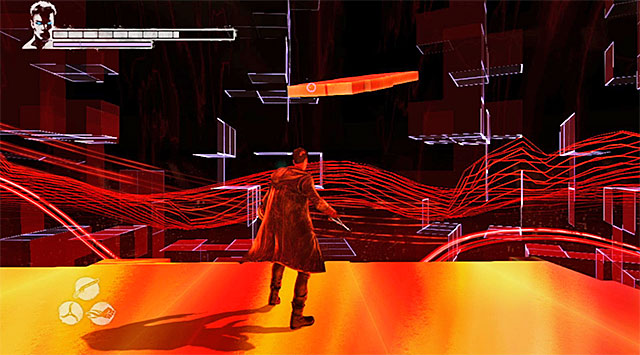 First, catch the platform shown on the screen above with an Angel Lift - Getting to the place where the sixth round takes place - 13: Devils Dalliance - DMC: Devil May Cry - Game Guide and Walkthrough