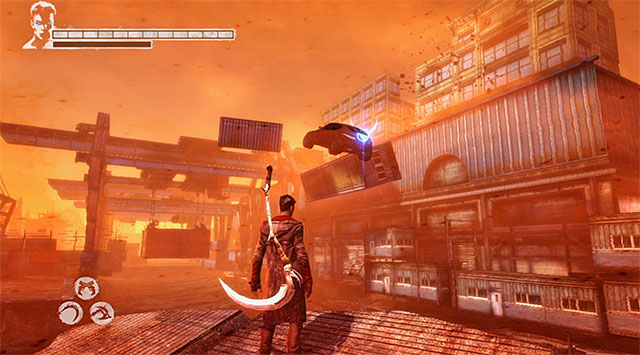 During all this mission your main task is to eliminate obstacles in front of car with Vergil and Kat - Going through docks - 15: The Trade - DMC: Devil May Cry - Game Guide and Walkthrough