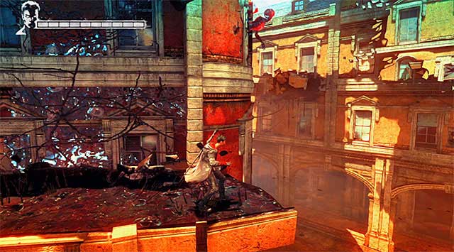 SOUL 2/8 - SOUL is on a wall of one of buildings, nearby the first camera - Mission 4: Under Watch - Lost Souls - DMC: Devil May Cry - Game Guide and Walkthrough