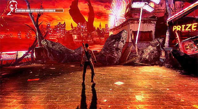 Continue attacking until all monsters are defeated - Going through the first part of the funfair - 1: Found - DMC: Devil May Cry - Game Guide and Walkthrough