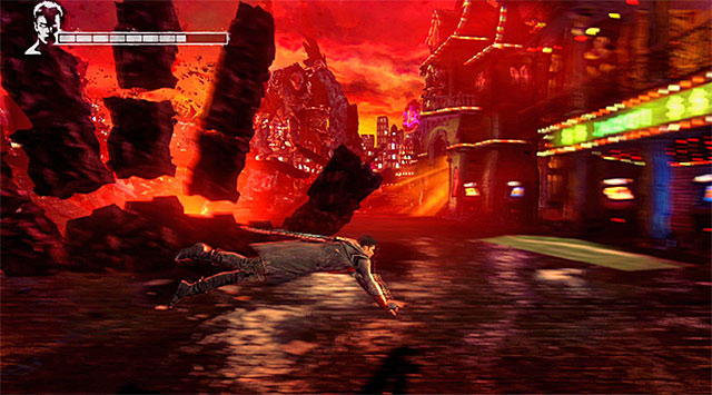 After that, you meet your first boss (Hunter) with who youll fight normally later - Going through the first part of the funfair - 1: Found - DMC: Devil May Cry - Game Guide and Walkthrough